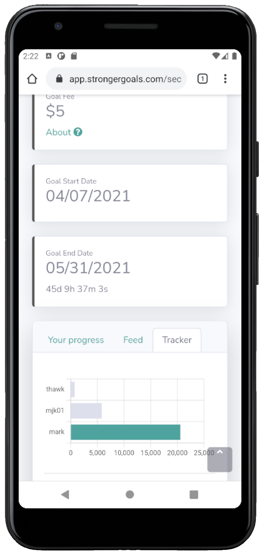 Progress tracking screen